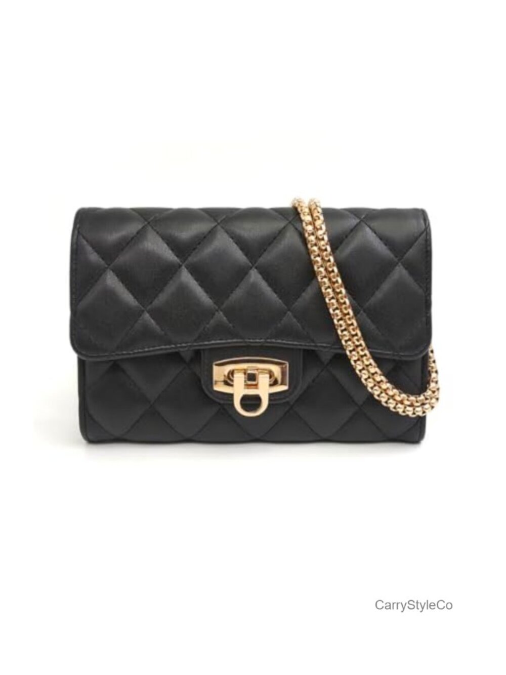 Quilted Vegan PU Leather Crossbody Bag Compact Clutch for Women